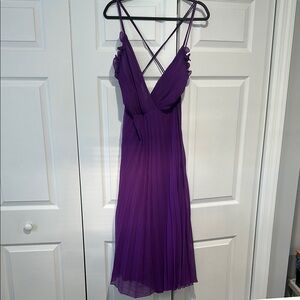 Elegant Purple Pleated Dress